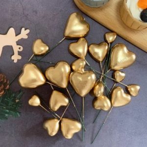 Heart Cake Topper Gold