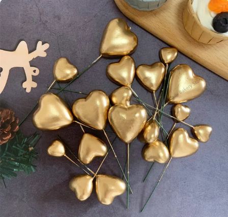 Heart Cake Topper Gold